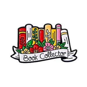 Cute Bookish Theme Enamel Pin/Brooches, "Book Collector."